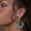 statement turquoise gold earrings hoops woman bijoux