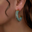 elegant turquoise gold earrings hoops woman bijoux