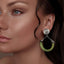 green jade silver statement earrings hoops