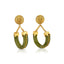 green jade gold statement earrings hoops